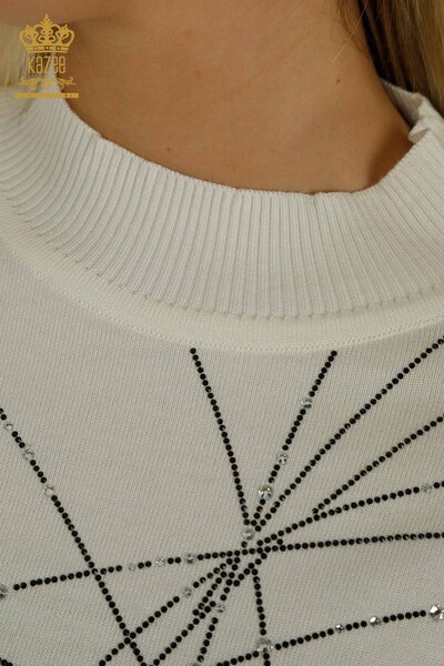 Venta al por mayor Suéter de Punto para Mujer Cuello Alto Crudo - 30454 | KAZEE - Thumbnail