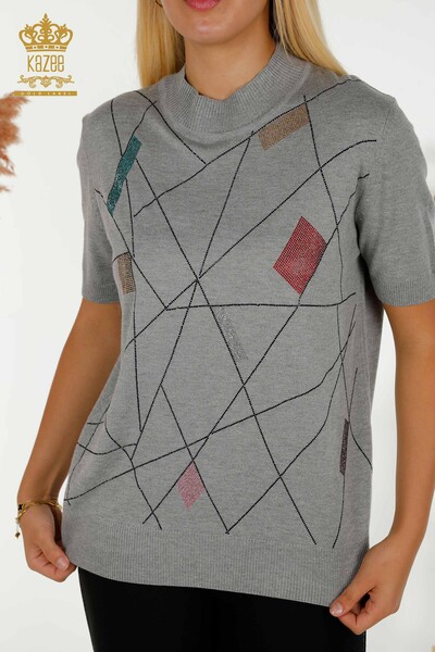 Venta al por mayor Suéter de Punto para Mujer - Cuello Alto - Gris - 30078 | KAZEE - 2