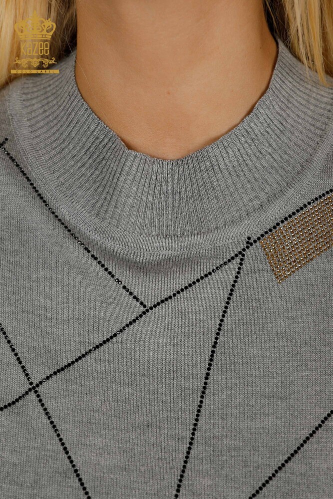 Venta al por mayor Suéter de Punto para Mujer - Cuello Alto - Gris - 30078 | KAZEE - 3