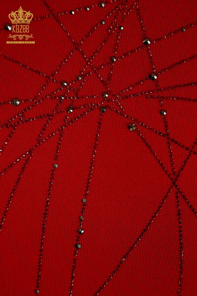 Venta al por mayor Suéter de Punto para Mujer Cuello Alto Rojo - 30454 | KAZEE - Thumbnail
