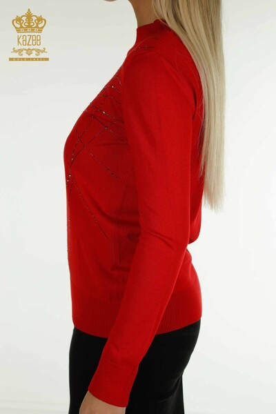 Venta al por mayor Suéter de Punto para Mujer Cuello Alto Rojo - 30454 | KAZEE - Thumbnail