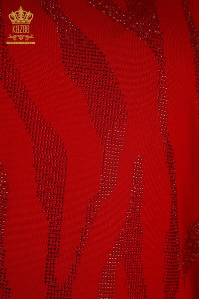 Venta al por mayor Suéter de Punto para Mujer Cuello Alto Rojo - 30670 | KAZEE - Thumbnail