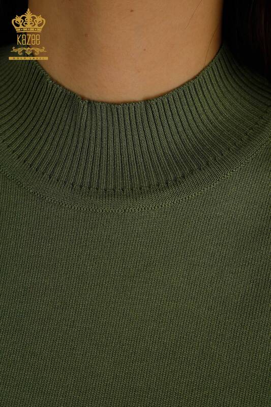 Venta al por mayor de Punto de Mujer Suéter Cuello Alto Viscosa Caqui - 16168 | KAZEE