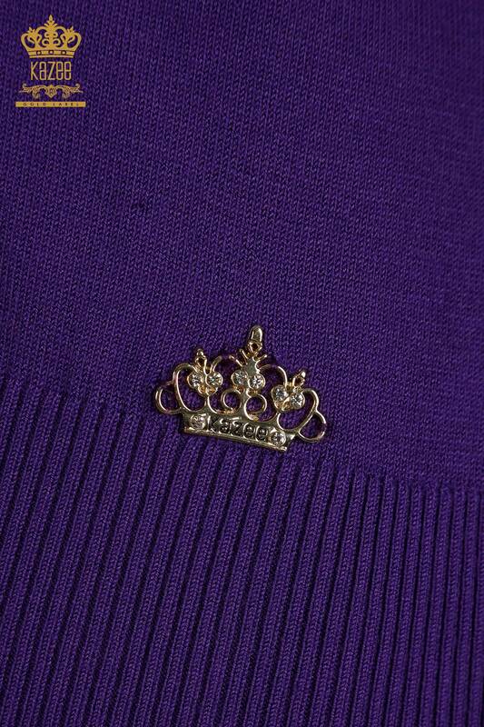 Venta al por mayor de Punto de Mujer Suéter Cuello Alto Viscosa Púrpura - 16168 | KAZEE