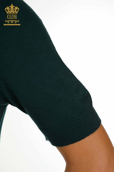 Venta al por mayor de Punto de Mujer Suéter Cuello Alto Viscosa Verde Oscuro - 16168 | KAZEE - Thumbnail