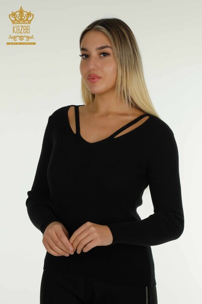 Venta al por mayor Jersey de Mujer con Detalle de Cuello Negro - 30392 | KAZEE - Thumbnail
