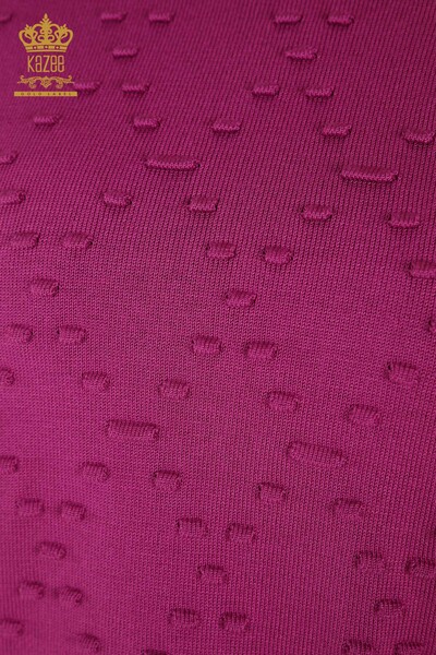 Venta al por mayor Suéter de punto para mujer con cuello redondo Púrpura - 30408 ​​​​| KAZEE - Thumbnail