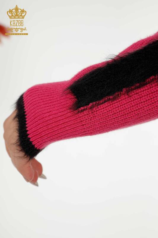 Venta al por mayor Suéter de Punto para Mujer Detallado Fucsia - 19042 | KAZEE