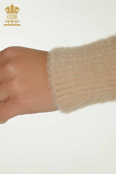 Venta al por mayor Suéter de Punto para Mujer Estampado Angora Beige - 30682 | KAZEE - Thumbnail