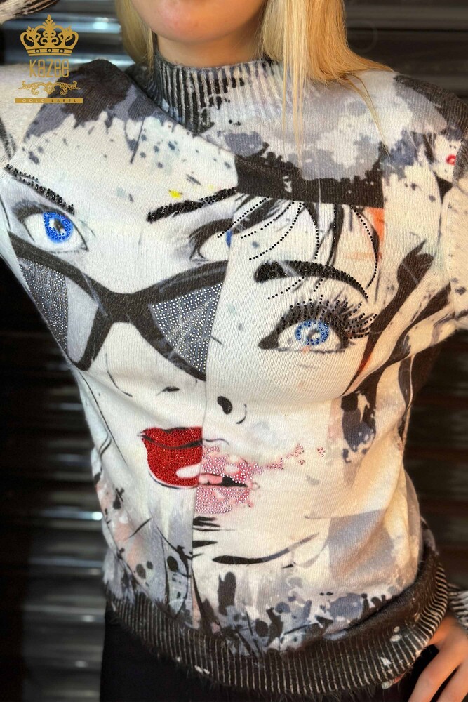 Venta al por mayor Jersey de Punto para Mujer Estampado Digital Angora Crudo - 18946 | KAZEE - 2