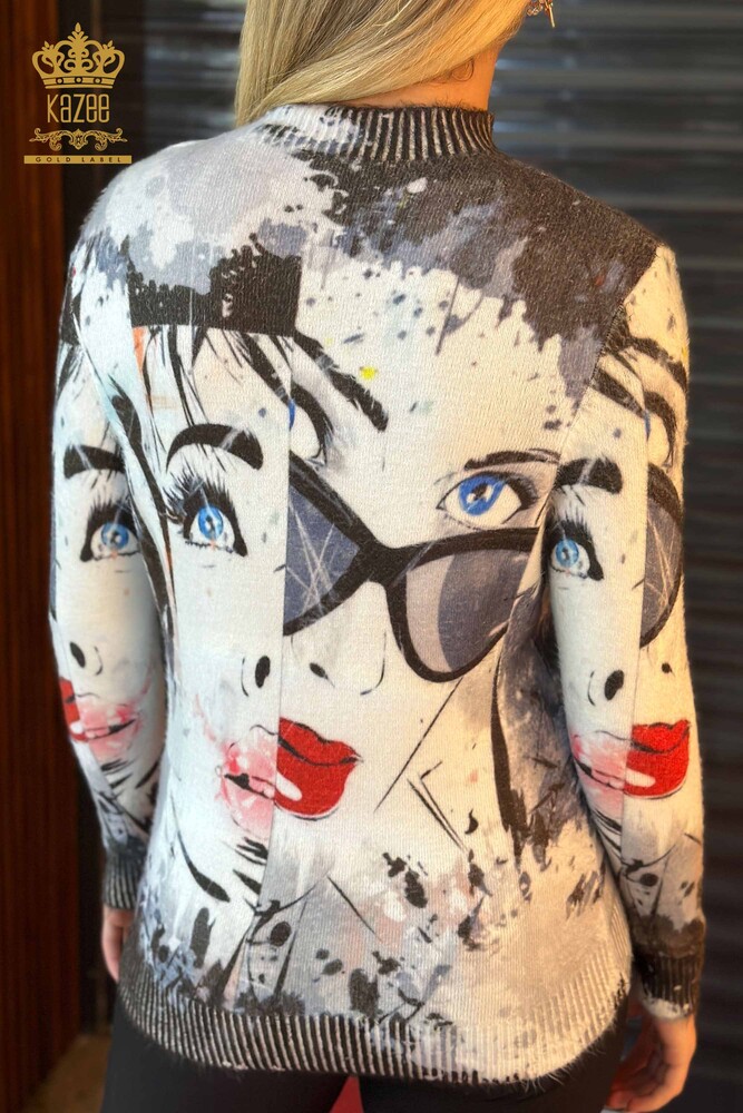 Venta al por mayor Jersey de Punto para Mujer Estampado Digital Angora Crudo - 18946 | KAZEE - 4