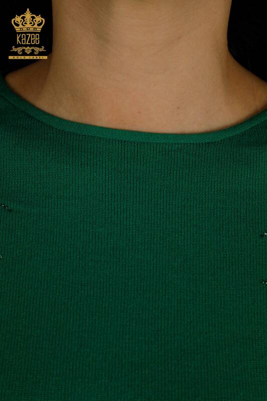 Venta al por mayor Suéter de punto para mujer con estampado floral verde - 16800 | KAZEE