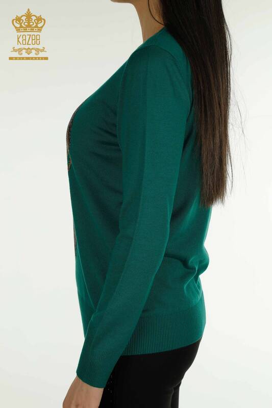 Venta al por mayor Suéter de Punto para Mujer Figurado Verde - 30102 | KAZEE