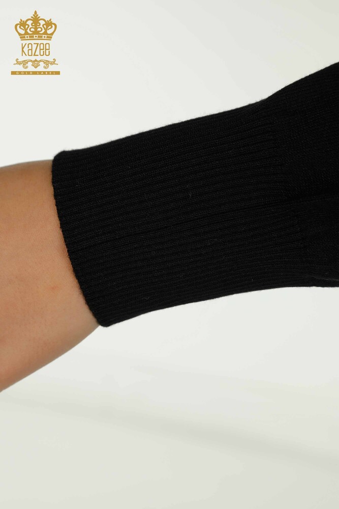 Venta al por mayor Jersey de Mujer de Punto con Detalle en Hombros Negro-Crudo - 30079 | KAZEE - 7