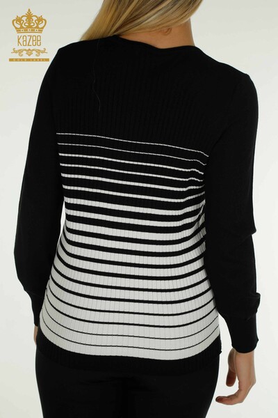 Venta al por mayor Jersey de Mujer de Punto con Detalle en Hombros Negro-Crudo - 30079 | KAZEE - 8