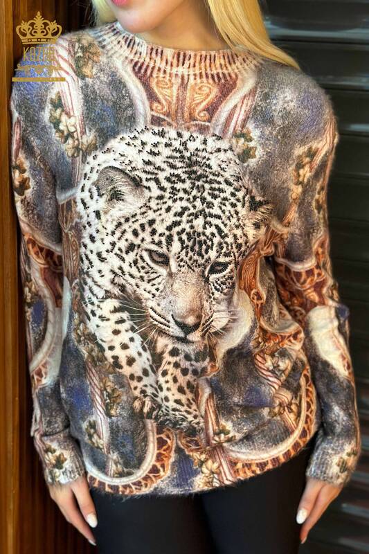 Venta al por mayor Suéter de Punto para Mujer Leopardo Angora Visón - 18940 | KAZEE