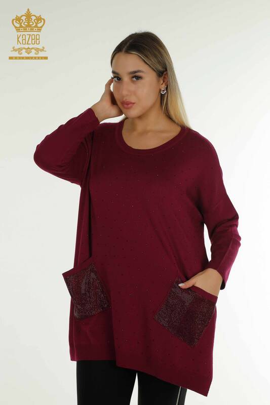 Venta al por mayor de Prendas de Punto para Mujer Suéter Manga Larga Púrpura - 30624 | KAZEE