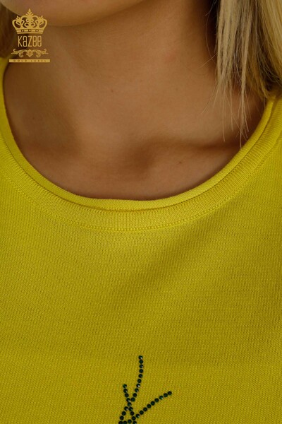 Venta al por mayor Suéter de Punto para Mujer Modelo Americano Amarillo - 30335 | KAZEE - Thumbnail