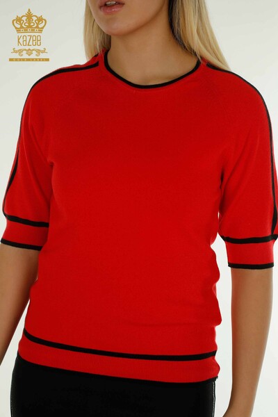 Venta al por mayor Suéter de Punto para Mujer Modelo Americano Rojo - 30790 | KAZEE - Thumbnail