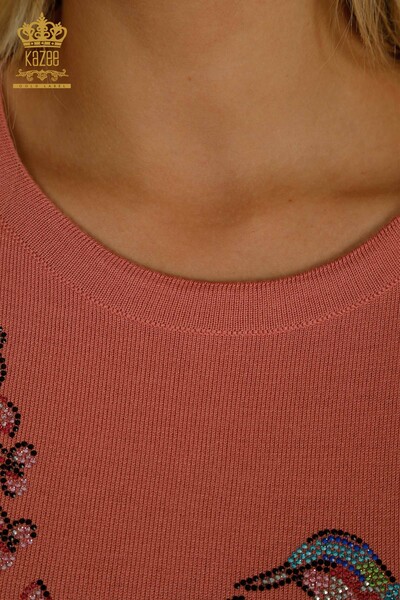Venta al por mayor Suéter de Punto para Mujer Dusty Rose con Bordado de Aves - 30401 | KAZEE - 5