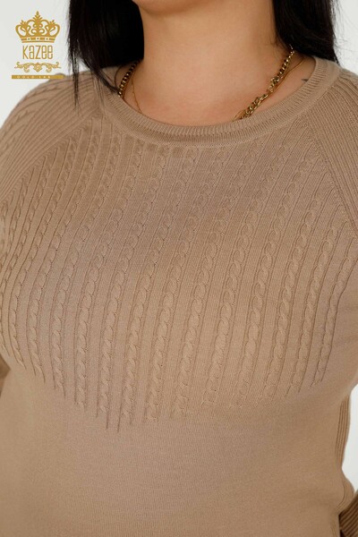 Venta al por mayor de Punto de Mujer Suéter Visón Bordado Piedra - 30104 | KAZEE - Thumbnail