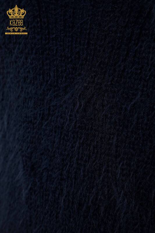 Venta al por mayor de Prendas de Punto para Mujer Suéter Tejido Angora Azul Marino - 19063 | KAZEE