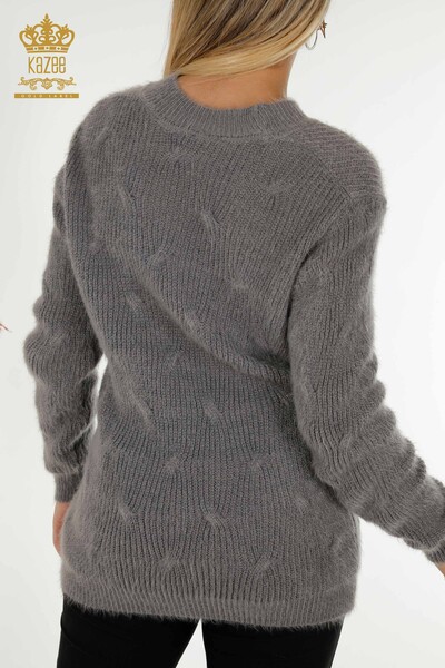 Venta al por mayor de Prendas de Punto para Mujer Suéter Tejido Angora Gris - 19063 | KAZEE - Thumbnail