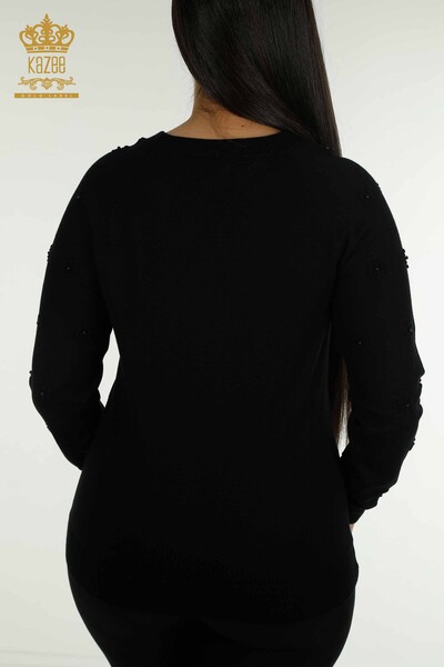 Venta al por mayor Suéter de Punto para Mujer Tejido Floral Negro - 16876 | KAZEE - Thumbnail