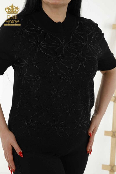 Venta al por mayor Suéter de Mujer - Cristal Piedra Bordado - Negro - 30305 | kazee - Thumbnail