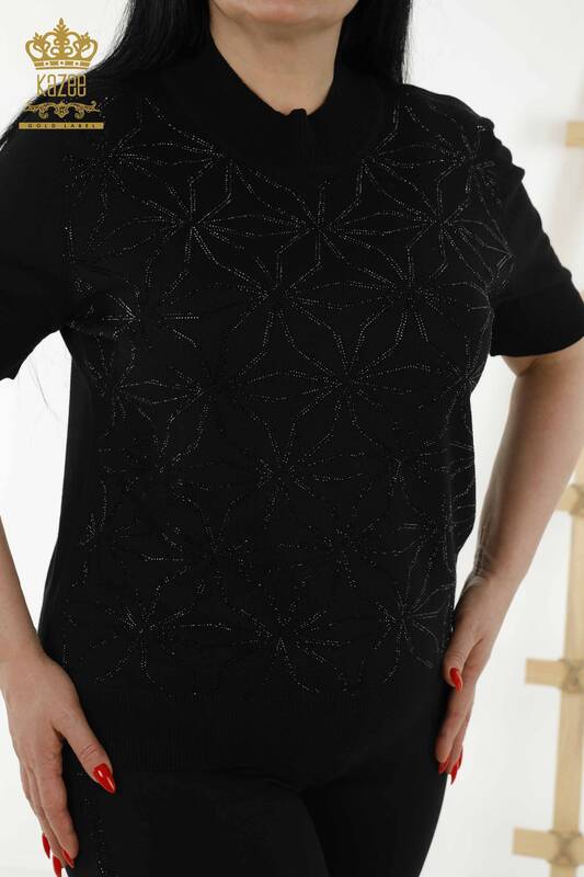 Venta al por mayor Suéter de Mujer - Cristal Piedra Bordado - Negro - 30305 | kazee