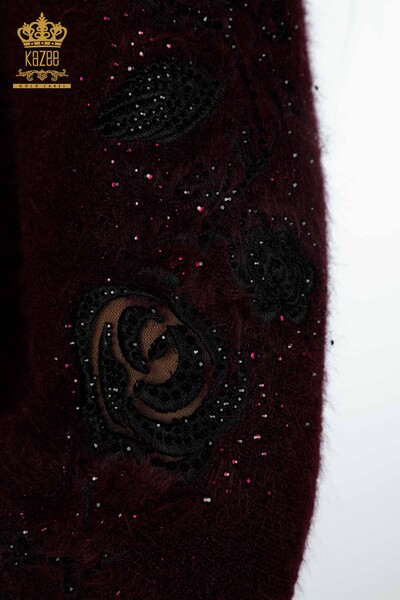 Venta al por mayor de prendas de punto para mujer con manga de tul y piedra bordada de angora - 18888 | kazee - Thumbnail