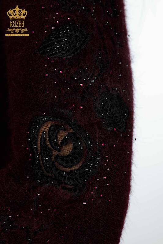 Venta al por mayor de prendas de punto para mujer con manga de tul y piedra bordada de angora - 18888 | kazee