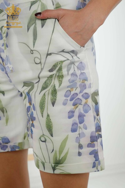 Venta al por mayor Shorts de Mujer - Patrón Floral - Verde - 3641 | kazee - Thumbnail