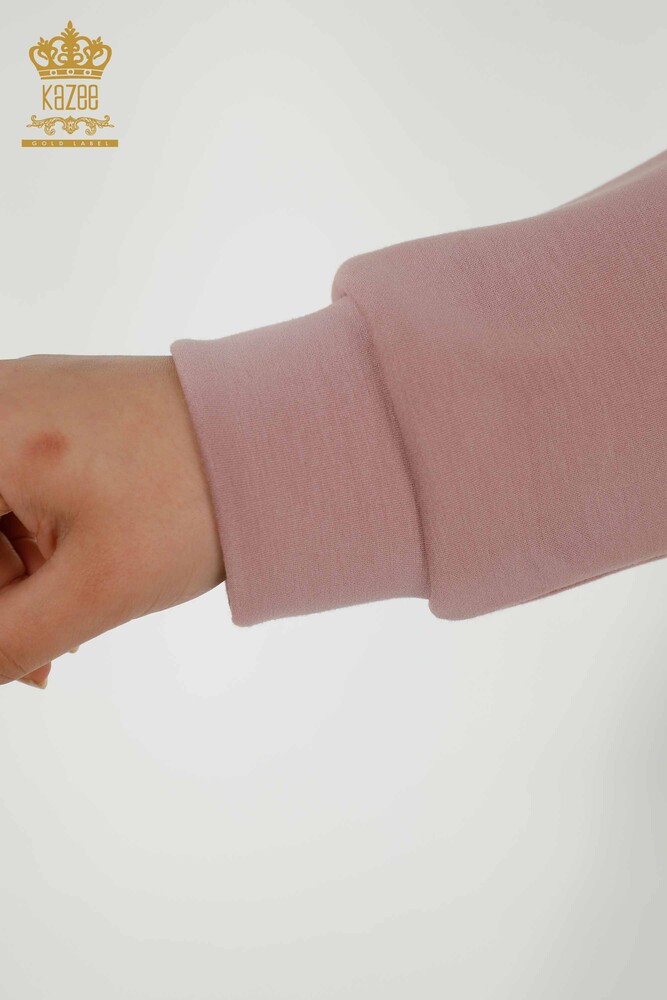 Venta al por mayor Conjunto de chándal de mujer - Bolsillos - Piedra bordada - Rosa - 20398 | kazee - 6