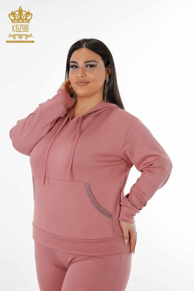 Venta al por mayor Conjunto de Chándal de Mujer con Capucha Rosa - 17477 | kazee - 2