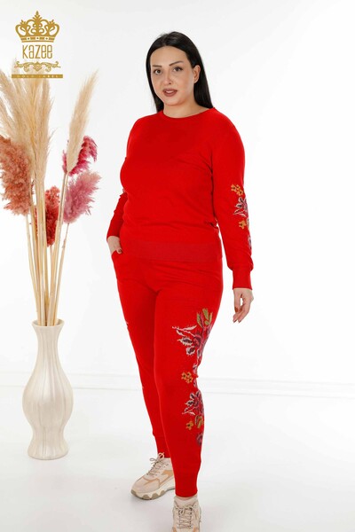 Venta al por mayor Conjunto de Chándal de Mujer Colorido Floral Rojo - 16570 | kazee - Thumbnail