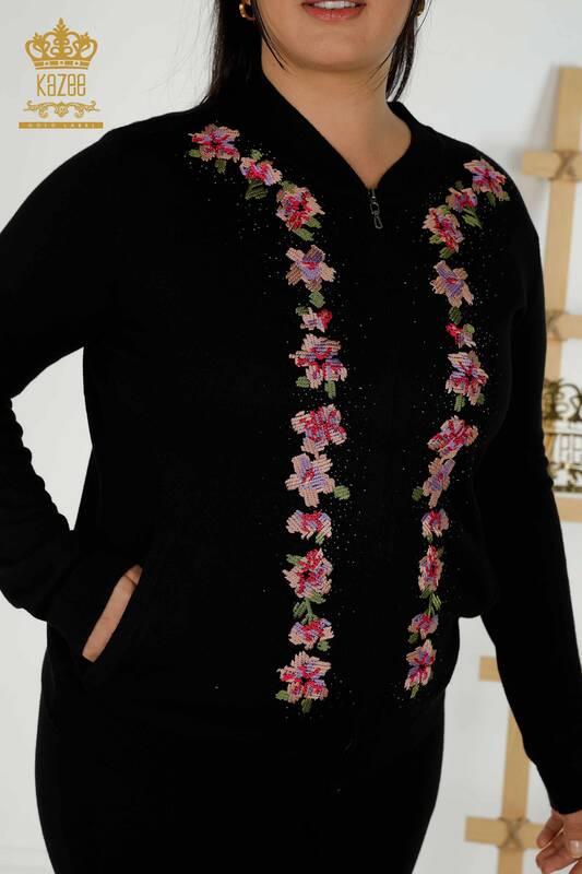 Venta al por mayor Conjunto Chándal Mujer - Estampado Floral - Negro - 16658| kazee