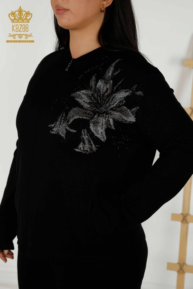 Venta al por mayor Conjunto de chándal para mujer - Patrón floral - Negro - 16661 | kazee - 3
