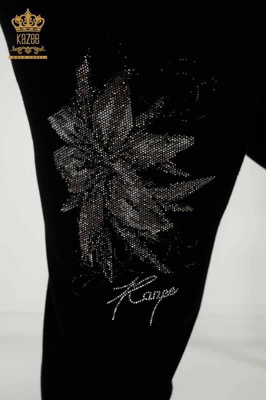 Venta al por mayor Conjunto de chándal para mujer - Patrón floral - Negro - 16661 | kazee