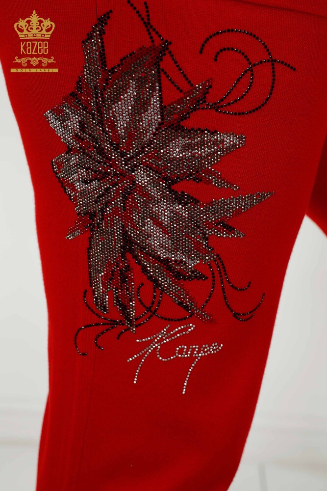 Venta al por mayor Conjunto de chándal para mujer - Patrón floral - Rojo - 16661 | kazee - 7