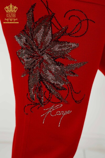 Venta al por mayor Conjunto de chándal para mujer - Patrón floral - Rojo - 16661 | kazee - 7