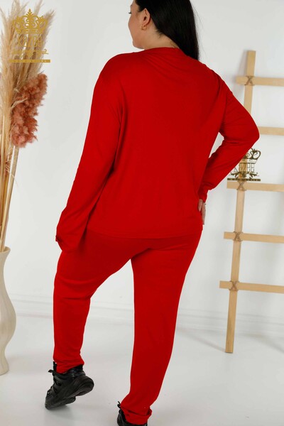 Venta al por mayor Conjunto de chándal para mujer - Patrón floral - Rojo - 16661 | kazee - 9