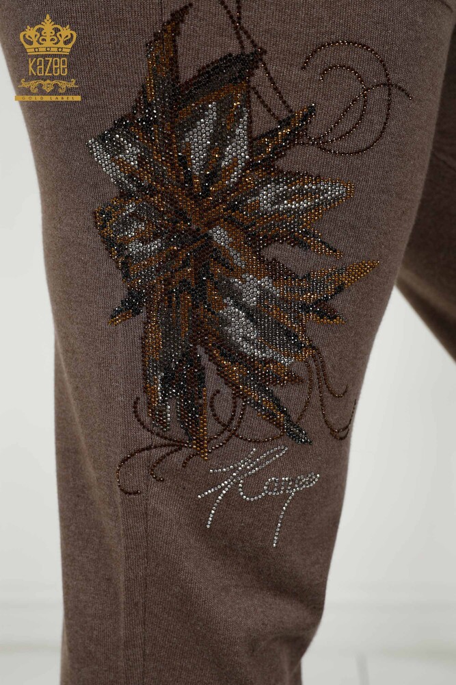 Venta al por mayor Conjunto de chándal para mujer - Estampado floral - Mink - 16661 | kazee - 7