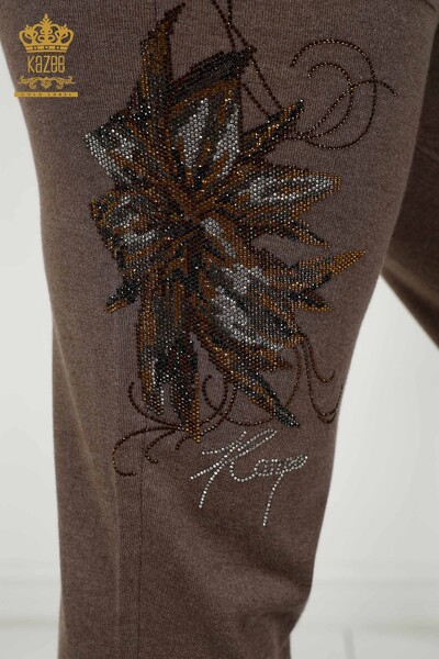 Venta al por mayor Conjunto de chándal para mujer - Estampado floral - Mink - 16661 | kazee - 7