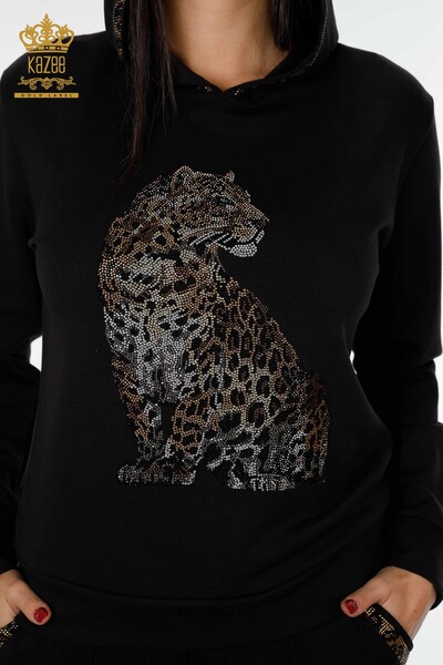 Venta al por mayor Conjunto de chándal para mujer Tiger Pattern Black - 17437 | kazee - Thumbnail