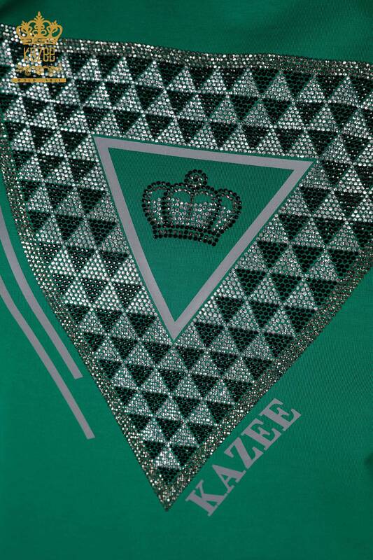 Venta al por mayor Conjunto de chándal de mujer con bordado de piedra verde - 17484 | kazee