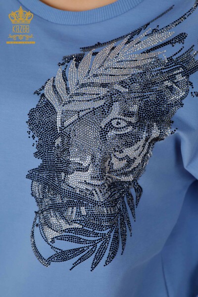 Venta al por mayor Conjunto de chándal para mujer Tiger Detail Blue - 17459 | kazee - Thumbnail