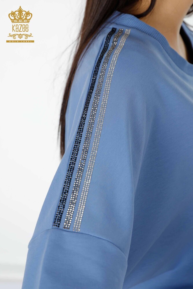 Venta al por mayor Conjunto de chándal para mujer Tiger Detail Blue - 17459 | kazee - 7