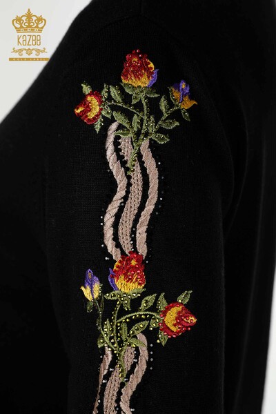 Venta al por mayor Conjunto de chándal para mujer con patrón floral colorido negro - 16528 | kazee - Thumbnail