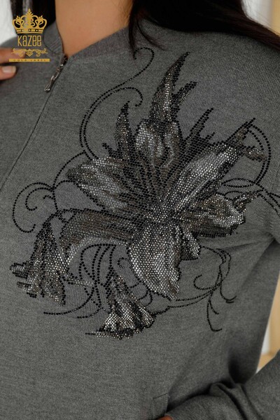 Venta al por mayor Conjunto de chándal para mujer - Patrón floral - Gris - 16661 | kazee - 4